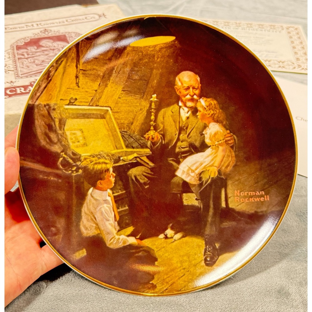 Norman Rockwell Grandpas Treasure Chest Knowles Collector Plate Light Campaign